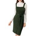 thumbnail image 6 of INSPIRE CHIC Women's Button Decor Bow Tie Waist Suspender Overall Jumper Dress, 6 of 7