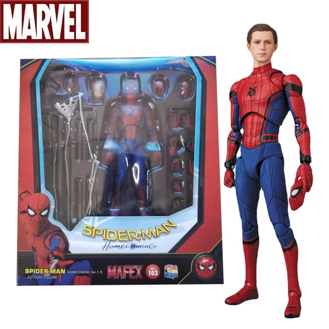 Mafex 103 Spider Man Action Figure Toys Spiderman Homecoming Deluxe Edition Multi-accessories Model Statue Doll Collectible GiftSpider Man CNo Box He Qiyong unisex