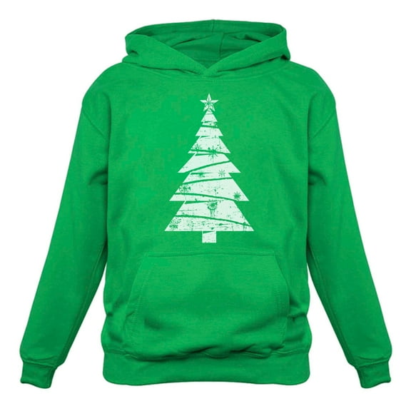 Tstars Womens Christmas Shirts Gift Big White Distressed Christmas Tree Xmas Gift Idea Family Holiday Shirts Xmas Party Christmas Gifts for Her Women Hoodie