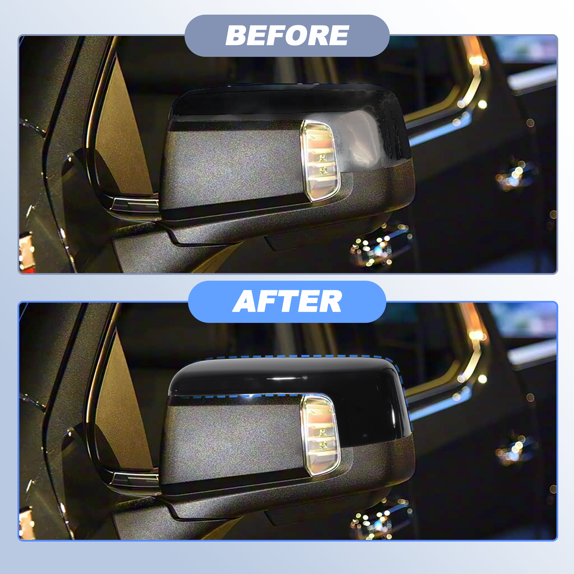 Unique Bargains Gloss Black Clip-On Mirror Cap Covers for Chevrolet Silverado 1500