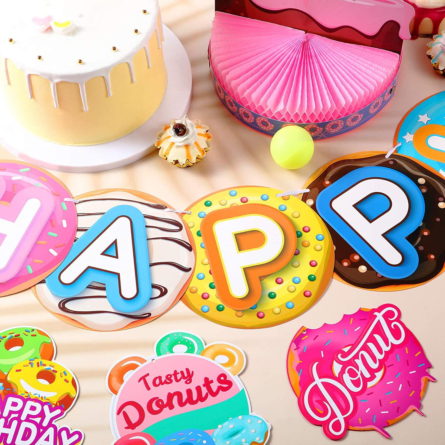 12 Donut Party Swirls Hanging Decorations Girls Doughnut Birthday Baking Event for sale online 