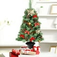 thumbnail image 2 of Costway 4 ft Christmas Entrance Tree with Pine Cones Red Berries and Glitter Branches, 2 of 9