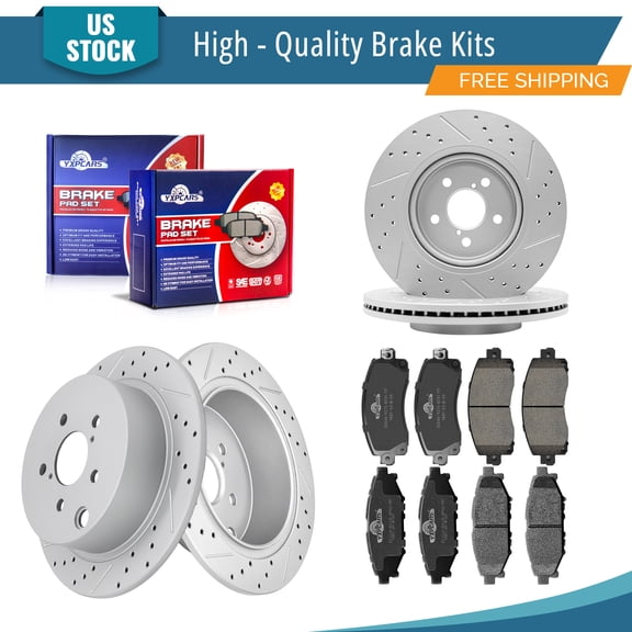 YXPCARS 12PCS Front Rear Brake Kits, Drilled & Slotted Brake Rotors Ceramic Brake Pads Set for 2018-2021 Subaru Crosstrek 2017-2021 Impreza (982487, 31605, 2045, 1114)