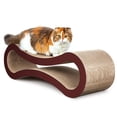 thumbnail image 3 of Pefilos 34" Cat Scratcher Cardboard Lounge Reversible Infinity Scratching Bed, Made from Recycled Corrugated, Durable & Long Lasting, Brown, 3 of 11