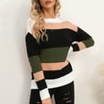 thumbnail image 5 of Lovzfmll Ladies Tops and Blouses, Womens Long Sleeve Round Neck Shirts Basic Tee Fall Tops Outfits Loose Clothes Color Block Casual Knitwear Pullover Sweater Tops Blouse Army Green XL, 5 of 5