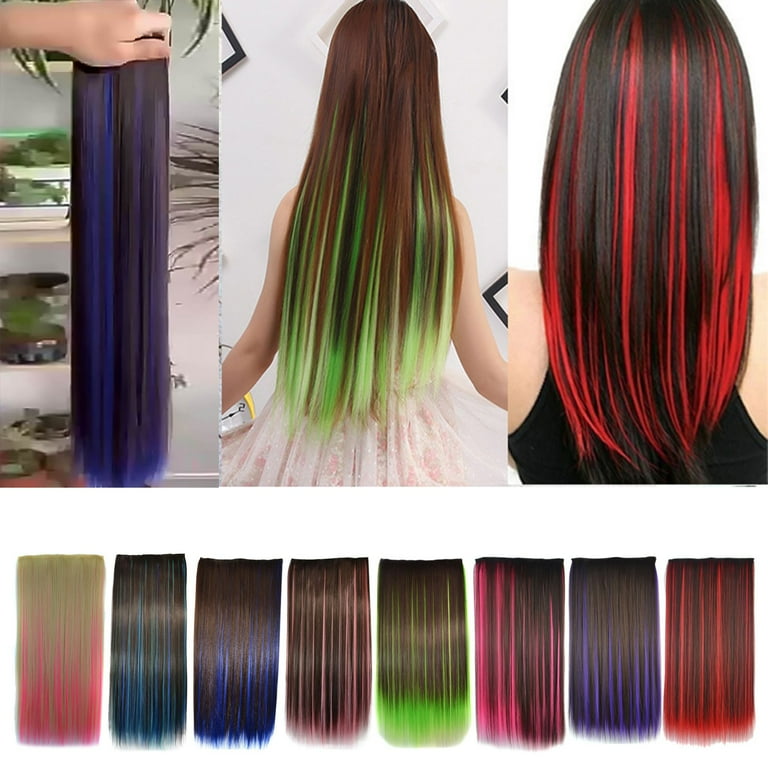 XIAQUJ Color Highlights Five Clip Hair Extensions Straight XIAQUJ Color Highlights Five Clip Hair Extensions Straight