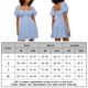 thumbnail image 2 of Vestidos de playa para mujer Vestido plisado con cuello cuadrado A Line para cóctel (Azul claro M) FLhrweasw Para estrenar, 2 of 8