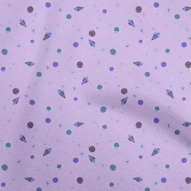 oneOone Georgette Viscose Purple Fabric Kids Space Craft Projects Decor Fabric Printed By The Yard 42 Inch Wide