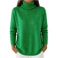 thumbnail image 2 of Women's & Plus Size Sequin Sweater, Sparkly Turtleneck Long Sleeve Relaxed Fit, Fall Winter Soft Basic Casual Tops S-5XL, 2 of 5