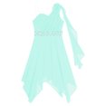 thumbnail image 3 of Eandarui Kids Girls One Shoulder Wedding Party Dress Sleeveless Chiffon Flower Girl High-Low Dress Mint Green 14, 3 of 4