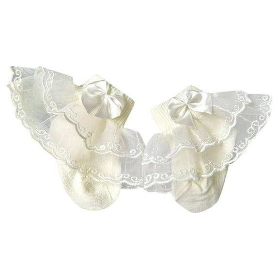 TOOYOU Toddler Girls Dress Socks Baby Ruffle Socks Cute Frilly Lace Socks Cotton Teen Girl Socks Size 5-8 Years