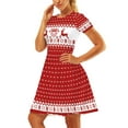 thumbnail image 1 of Mialoley Femme Robe, Modèle de Style de Noël à Manches Courtes Robe à Col Rond, 1 of 7
