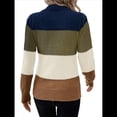 thumbnail image 3 of Suéteres de Bloque de Color para Mujer, Blusas de Larga con Cuello Alto, Suéter de Punto Holgado. Albaricoque L, 3 of 7