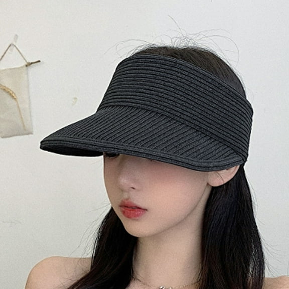 1PC Hat Black Polyester Women Sun Hat Solid Ladies Fisherman Wide Roll-up Foldable Elegant Beach Hat