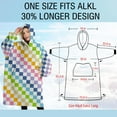 thumbnail image 4 of Oversized Wearable Blanket Hoodie,Pastel Color Checkered Pattern Sherpa Blanket Hoodie with Super Pockets,Super Warm Fuzzy Pullover for Women & Men, 4 of 6