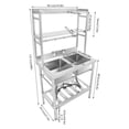 ToppiJoy Double Bowl Free Standing Stainless-Steel Commercial Sink with ...