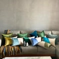 thumbnail image 5 of The HomeCentric Designer Aqua Blue Pack of 2, 12"x26" (30x65 cm) Lumbar Pillow Cover, Velvet & Linen Solid Color Block Oblong Pillow, Patchwork Pattern Modern Style - Velutinous Aqua, 5 of 10