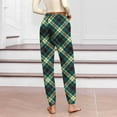 thumbnail image 5 of Ecqkame Women's Pajama Pants Plaid Printing Lounge Comfy Pant Casual Loose Straight Everyday Trousers with Drawstring Pockets Green XL, 5 of 6