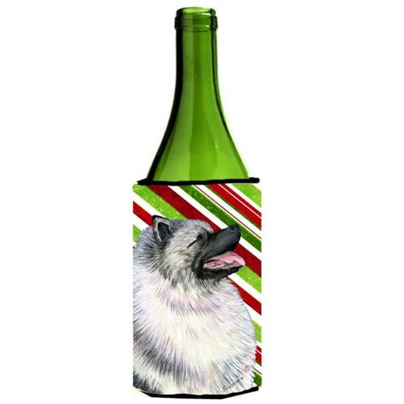 Keeshond Candy Cane Holiday Christmas Wine Bottle Hugger - 24 oz.