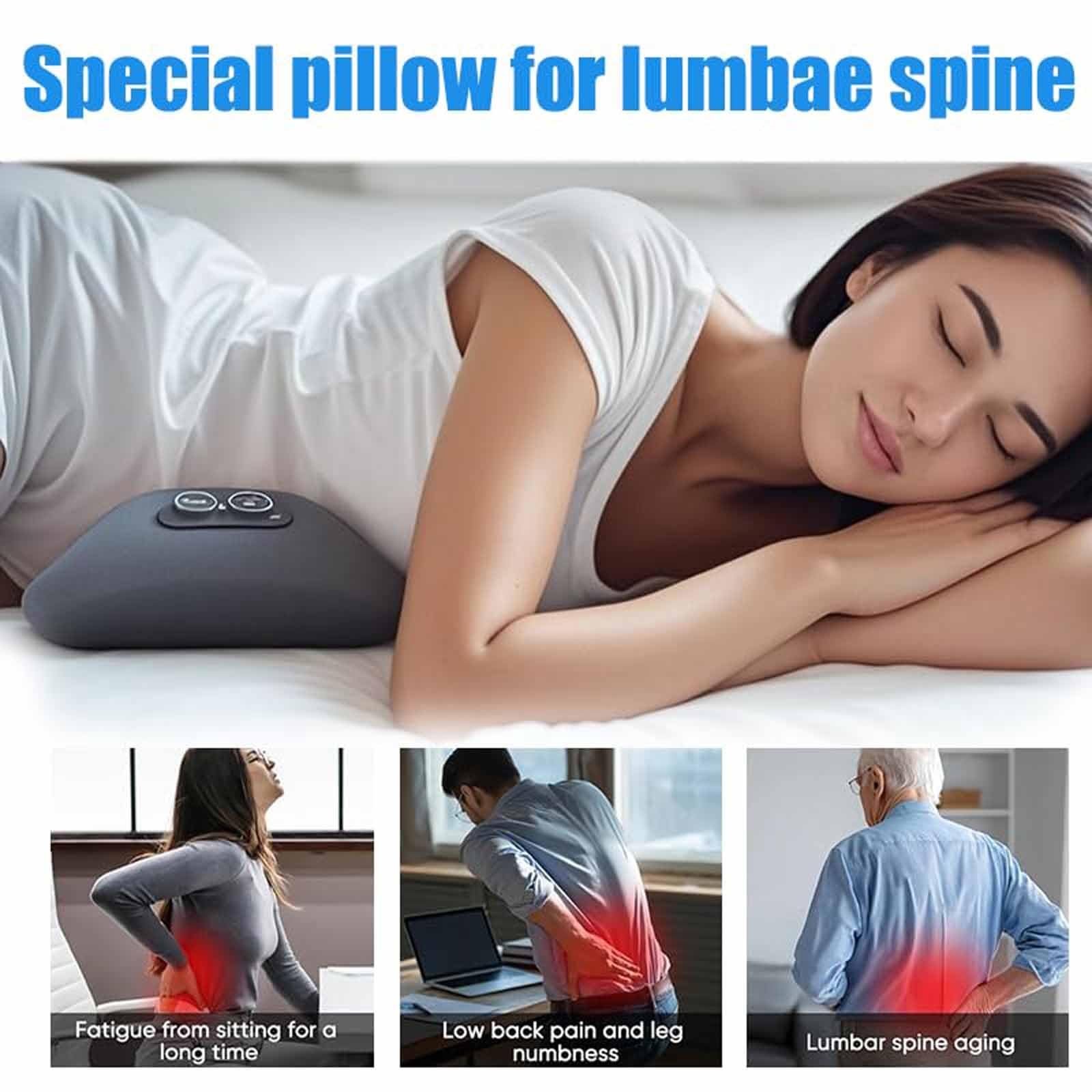 Triple Fusion Back Massager, 3-in-1 Back Massager with Traction Lifting and Vibration Massage and Heat Compress Against Pain, Sciatica Massager for Neck, Shoulder, Backs, Waist Wedge Bolster(Gray)