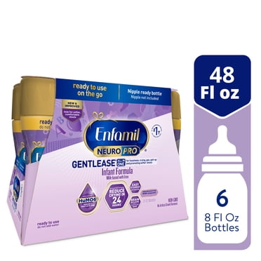 Enfamil NeuroPro Gentlease Baby Formula, Brain-Building Nutrition, Clinically Proven to reduce Fussiness, Gas & Crying in 24 hours, Ready-to-Use Bottle, 8 Fl Oz (6 count) (Pack of 4)