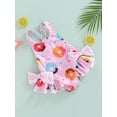 thumbnail image 4 of Douhoow Kids Girls Swimsuit One-Piece Swimwear Sleeveless Ice Cream Printed Ruffled Bathing Romper, 4 of 9