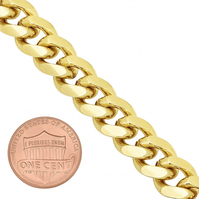 Solid Curb Chain Necklace 11mm Yellow Ion-Plated Stainless Steel 22