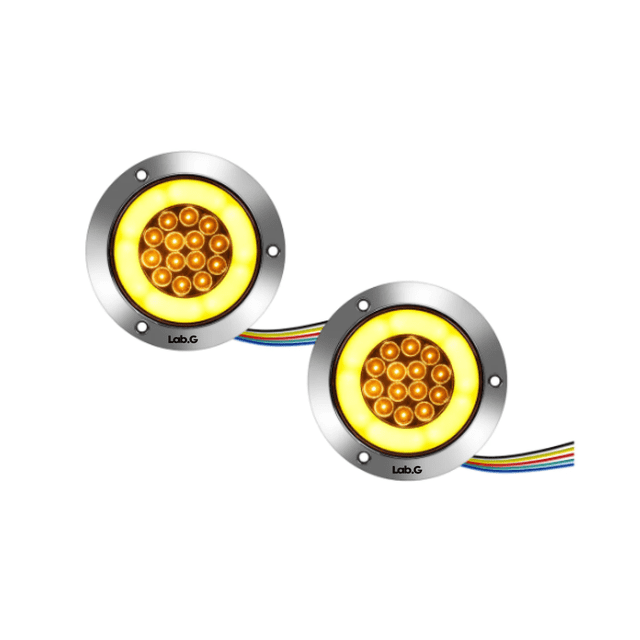 2 pzs Plafones 14 Led Gel Redondo Camión 4 Funciones 24v Lab.G Amarillo