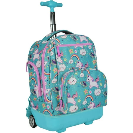 Single Pole Rolling Backpack - Treasureland Kids Hybrid Lightweight Rolling Backpack