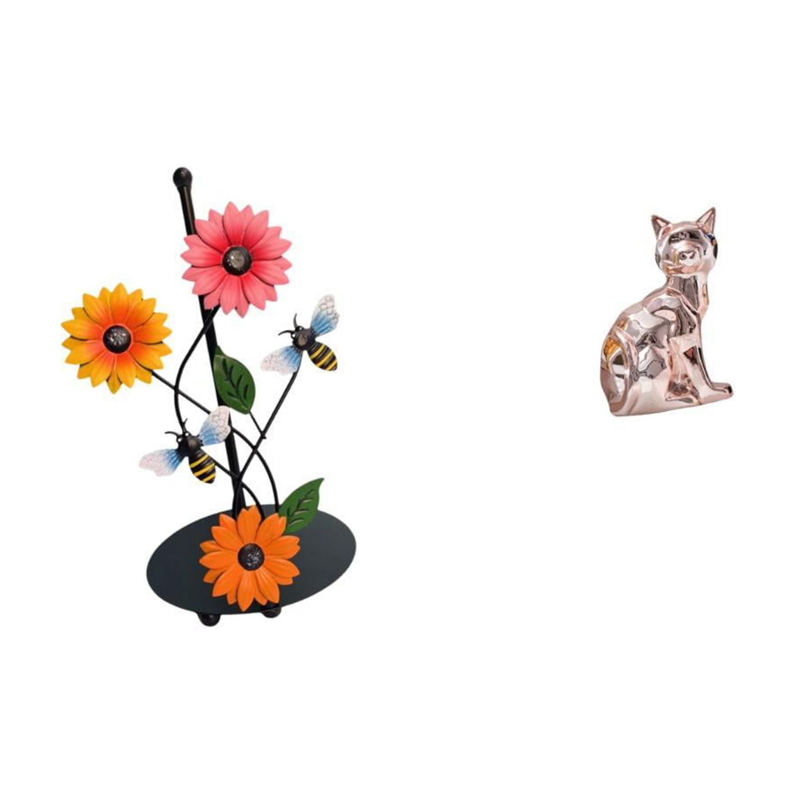 Fiocias Cat Paper Towel Holder Dispenser Non Slip Vertical Tissue Holder Rack Decorative Figurine Animal Sculpture Art Craft Ornament for Home Fireplace