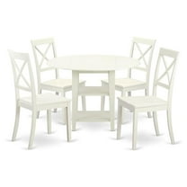 East West Furniture Sudbury 5-piece Wood Dining Room Set in Linen White
