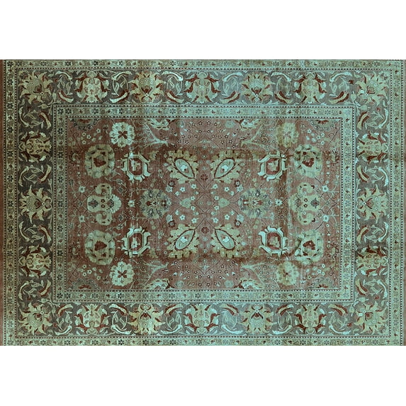 Ahgly Company Indoor Rectangle Oriental Light Blue Industrial Area Rugs, 5' x 8'