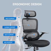 Sihoo B100 Se Office Chair, Dual-Back Ergonomic Chair, 2D Headrest & Flip-up Armrest, Soft Cotton Seat, Mesh Chair for Home Office & Gaming, 300lbs, Black
