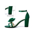 thumbnail image 2 of BLISSFUL STEP Flower Heel Open Toe Ankle Strap Block Heels Sandals for Women Dark Green (Size 10), 2 of 7