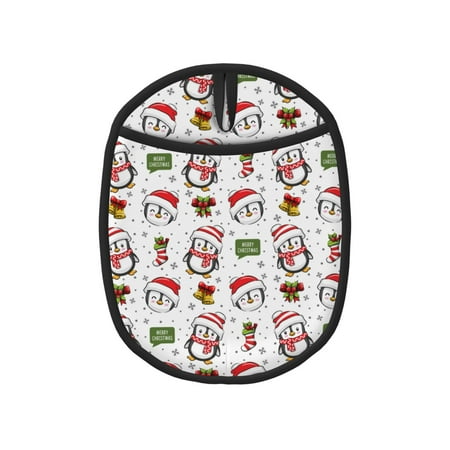 

Pofeuu Cute Christmas Hat Penguin A Print Silicone Pot Mat Mitten With Hanging Loop Heat Resistant Oven Mitts Non-Slip Bbq Baking Smoking Potholders