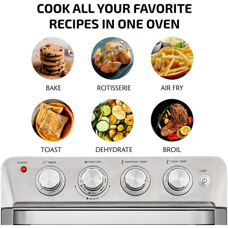 Ovente Multi-Function Air Fryer Rotisserie Oven With Digital