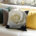 thumbnail image 3 of Creowell  White Rose Print Throw Pillow Cover Decorative Throw Pillow Covers Soft Couch Pillowcase Square Cushion Case Farmhouse Pillow Covers for Sofa Bedroom Living Room Home Decor, 3 of 5