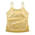 thumbnail image 3 of Kaerm Girls Dance Tank Top Sleeveless Spaghetti Strap Metallic Shiny Crop Tank Top for Dancewear Gold 14, 3 of 7