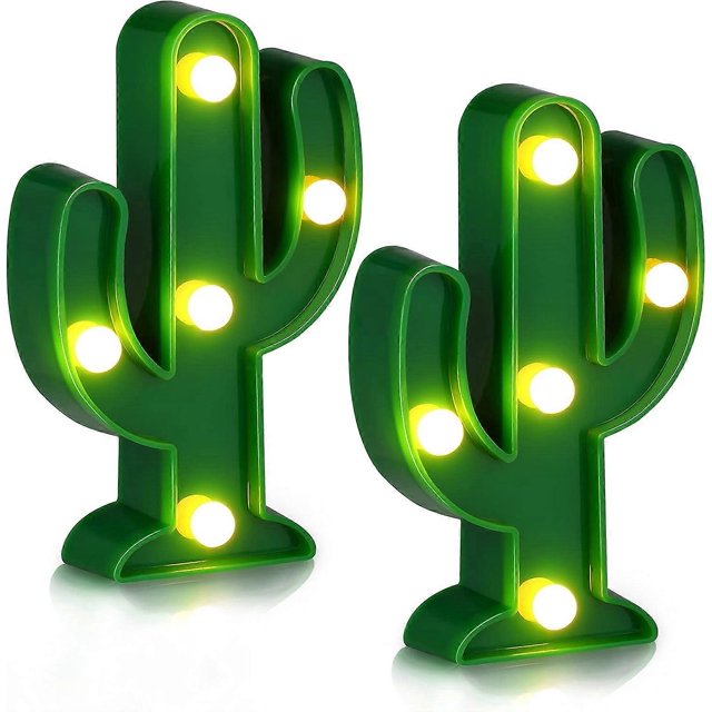 2 Pieces LED Cactus/Flamingos Cactus Flamingos Decorations Cute Table Night Light LED Night Light Mini Bedroom Lamp for Kids Room Bedroom Party Garden