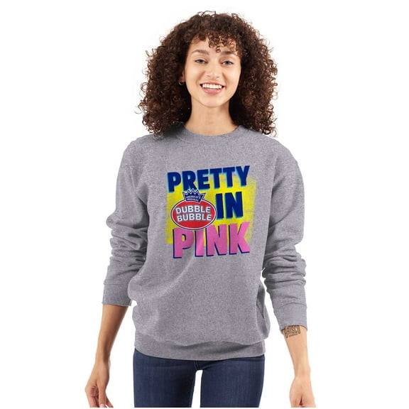Pretty In Pink Dubble Bubble Logo Women Crewneck Sweatshirt Brisco Brands S