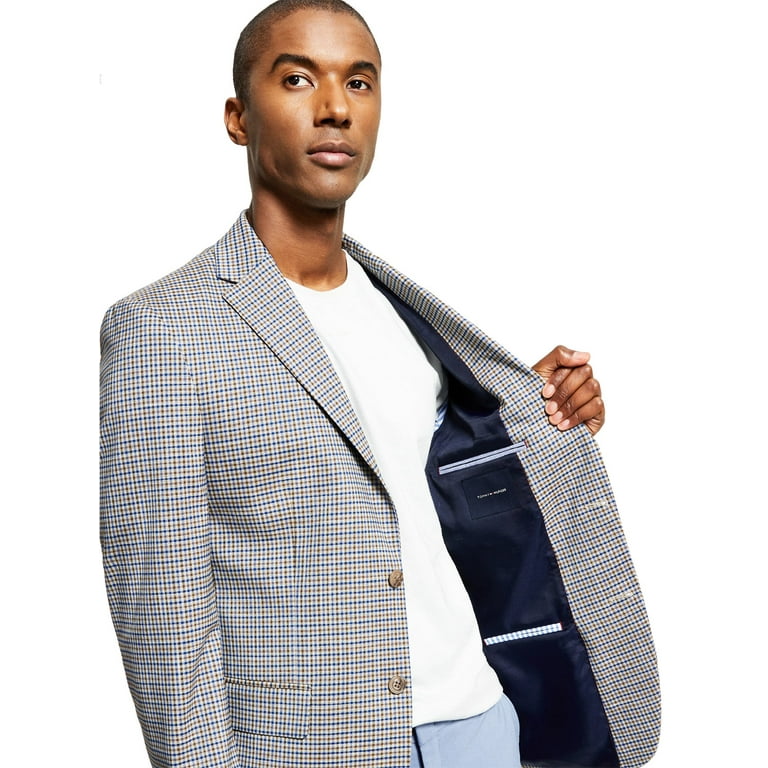 Tommy Hilfiger Mens Check Print Suit Separate Two Button Blazer Walmart