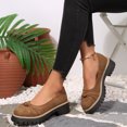 thumbnail image 5 of Miluxas Womens Loafers Slip On Casual Chunky Platform Heel Loafers Classic Penny Dressy Comfy Business Work Shoes Brown 5.5(36), 5 of 9