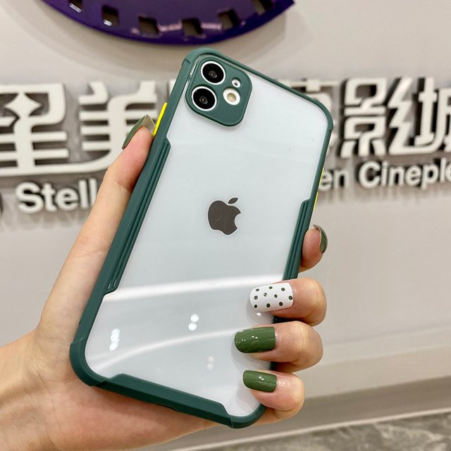 Lujosa funda de teléfono transparente con marco a prueba de golpes para iPhone 11 12 Pro Max Mini XR X XS 7 8 Plus SE 2, funda protectora transparente para lentes Tan Jianjun unisex