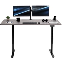 VIVO Electric Dual Motor 71” x 30” Standing Desk, Dark Gray Top, Black Frame