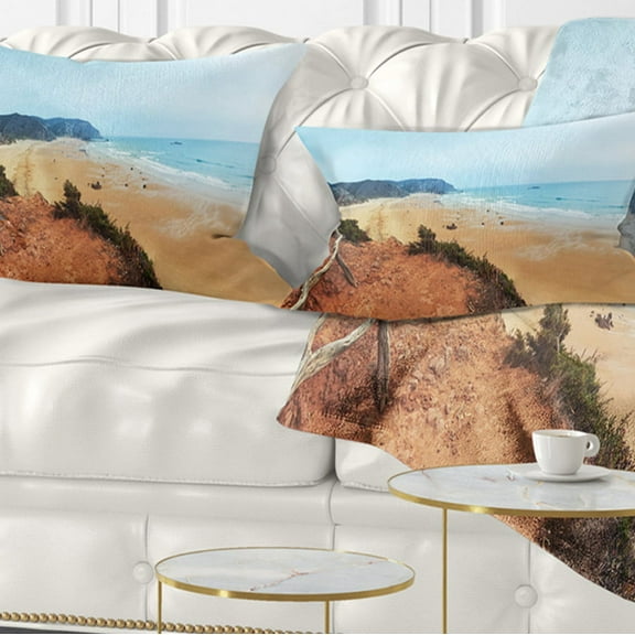 Designart Tranquil Coastline with Waves - Oversized Beach Throw Pillow - 12x20