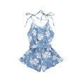 thumbnail image 2 of ITFABS Combishort d'Été Sans Manches pour Filles, Col en V, Boutons, à Lacets, Imprimé, 2 of 8