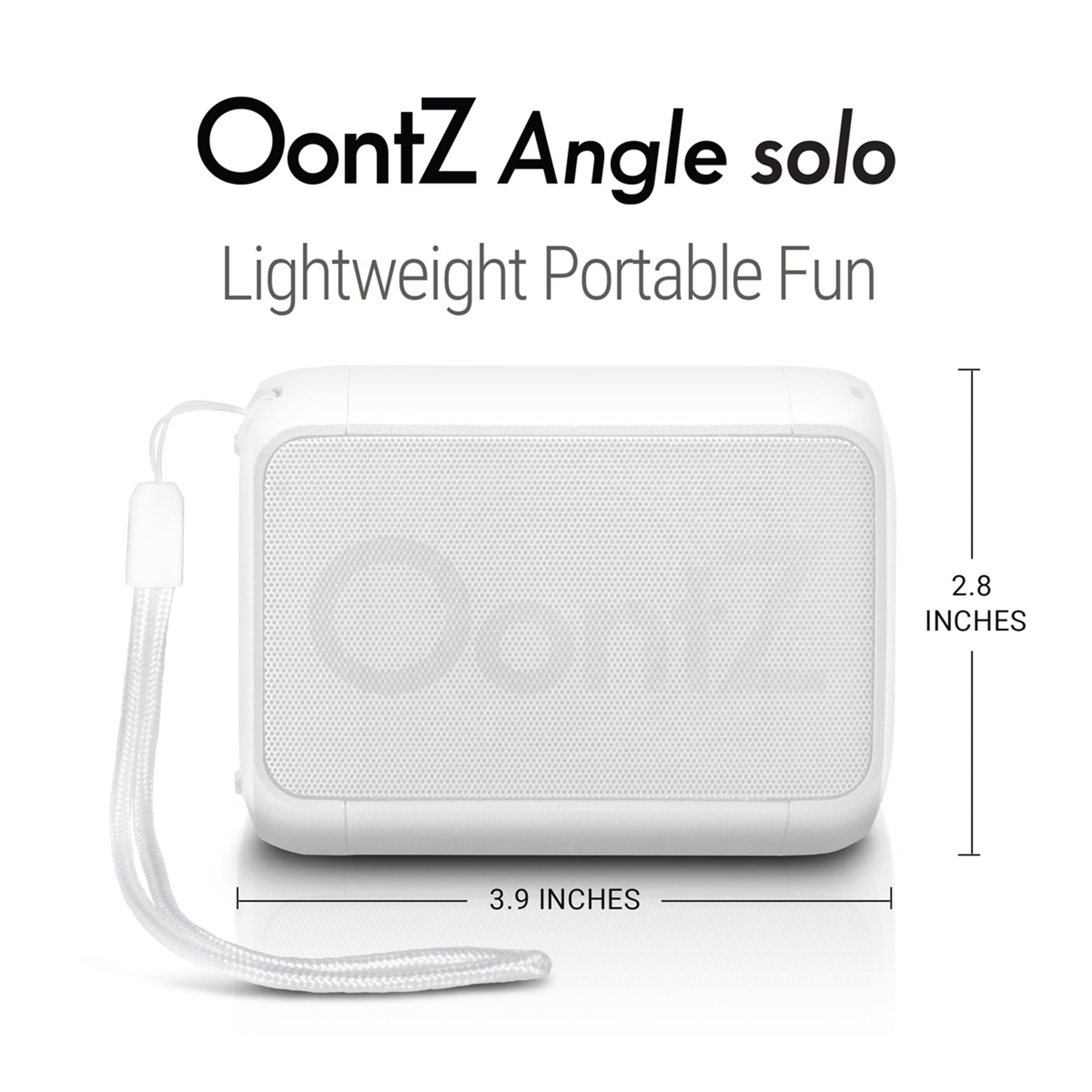 OontZ Angle 3 Enhanced Stereo Edition IPX5 Splashproof Bluetooth Speaker, Volume Boost, Bass Radiator, 100' Range, White