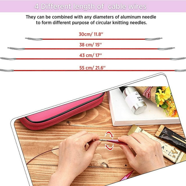 26 Pieces Aluminum Interchangeable Circular Knitting Needle Set 13 Size Interchangeable Crochet Needles for Knitting