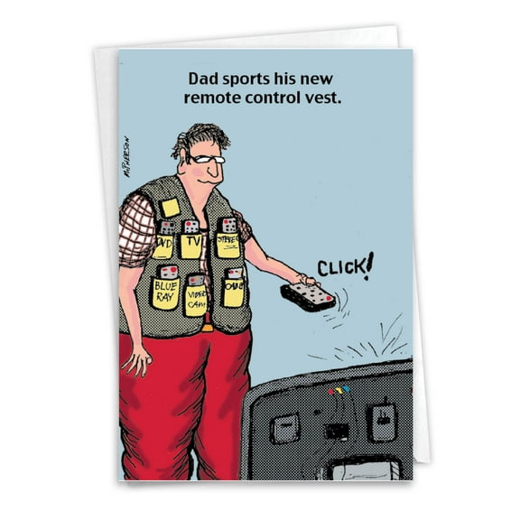 1 Funny Father's Day Card with Envelope - Remote Control Vest C6800FDG