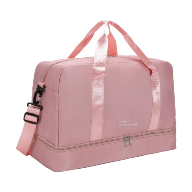 Bolsa de gimnasio para mujer perfecl bolsa de viaje lona correa de hombro ajustable gran capacidad portátil fin de semana bolsa de noche Rosa